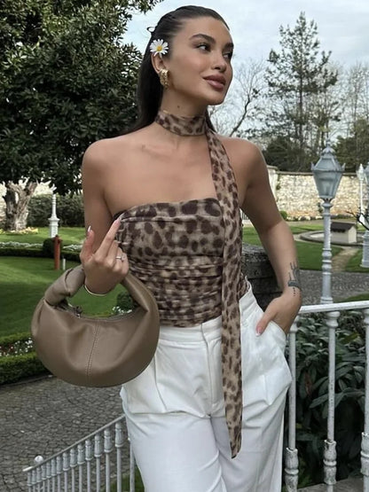 Leopard Scarf Top