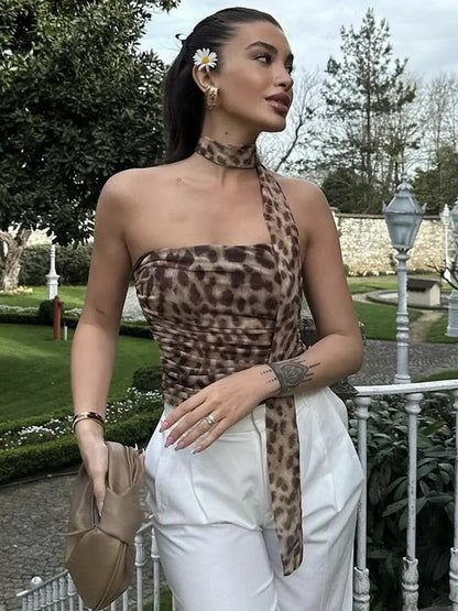 Leopard Scarf Top